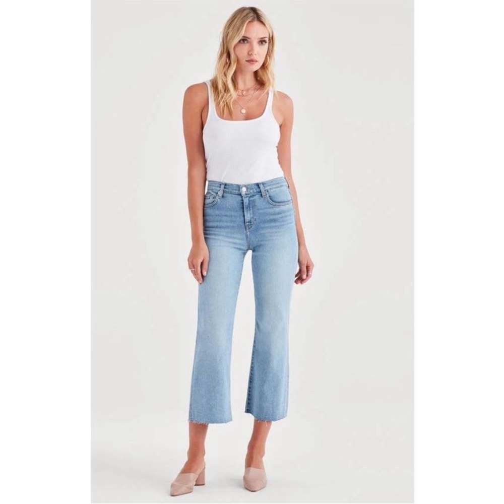 7 For All Mankind Luxe Vintage Cropped Alexa Jeans frayed Hem 31 Wide Leg